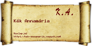 Kék Annamária névjegykártya